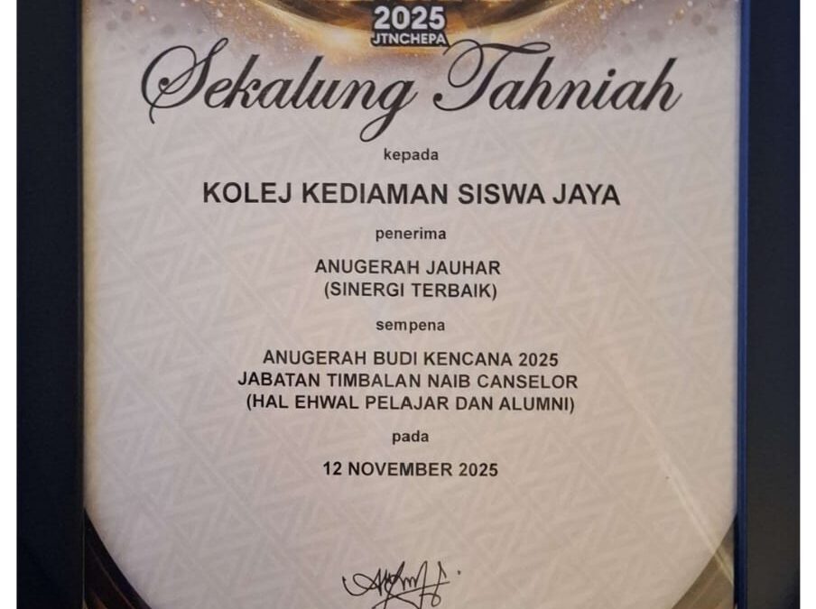 KSJ RAIH ANUGERAH JAUHAR DALAM MAJLIS ANUGERAH BUDI KENCANA 2025